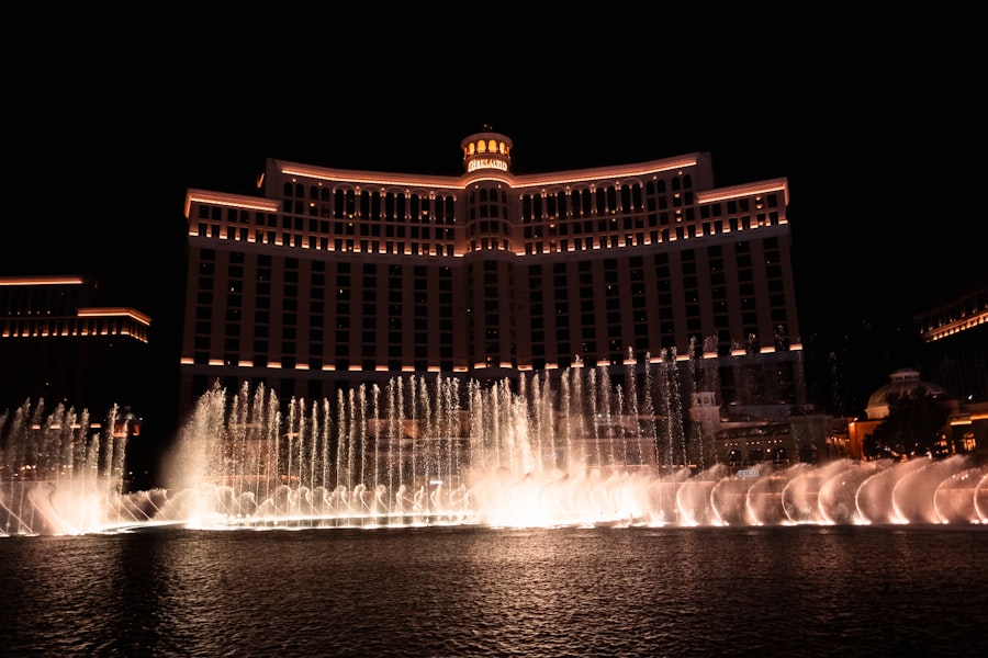 Bellagio fountains at night